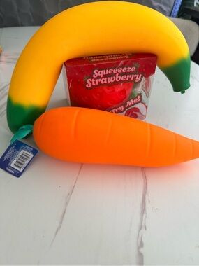 VIRAL Banana Carrot  Strawberry TikTok Sunny Days Squeezy Squishy Toy New